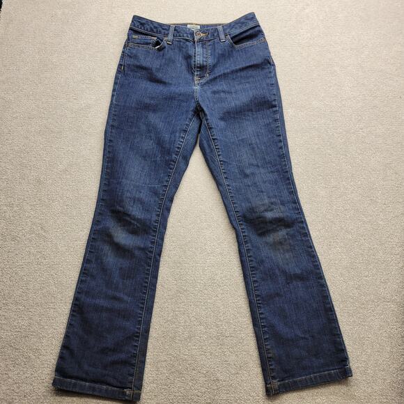Vintage LL Bean Women’s Jeans Size 8 Blue Classic Fit Distressed Straight Leg - Picture 1 of 9
